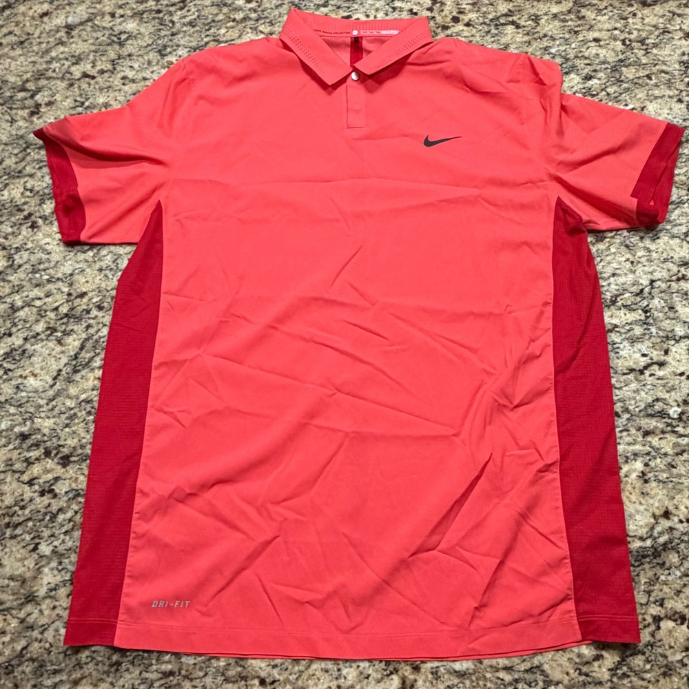 Nike Tiger Woods Collection Dri-FIT Golf Polo Shirt Mens XL Red Mesh Panel ws